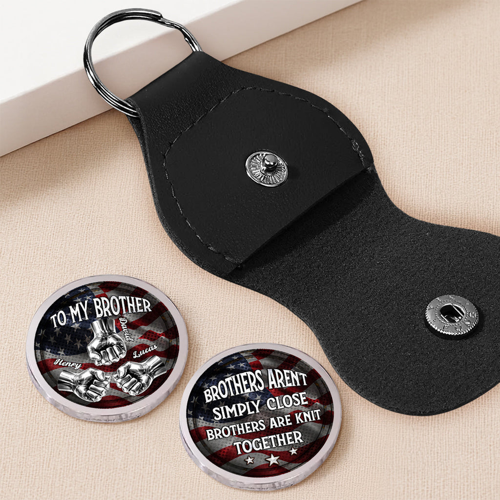 Custom Brother Coin Keychain, Birthday Gift for Family Members • Brothers For Life - Personalized Pocket Hug