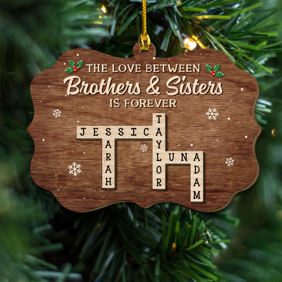 Custom Brothers & Sisters Christmas Ornament •  Brothers Sisters - Personalized 2-Layered Wood Ornament