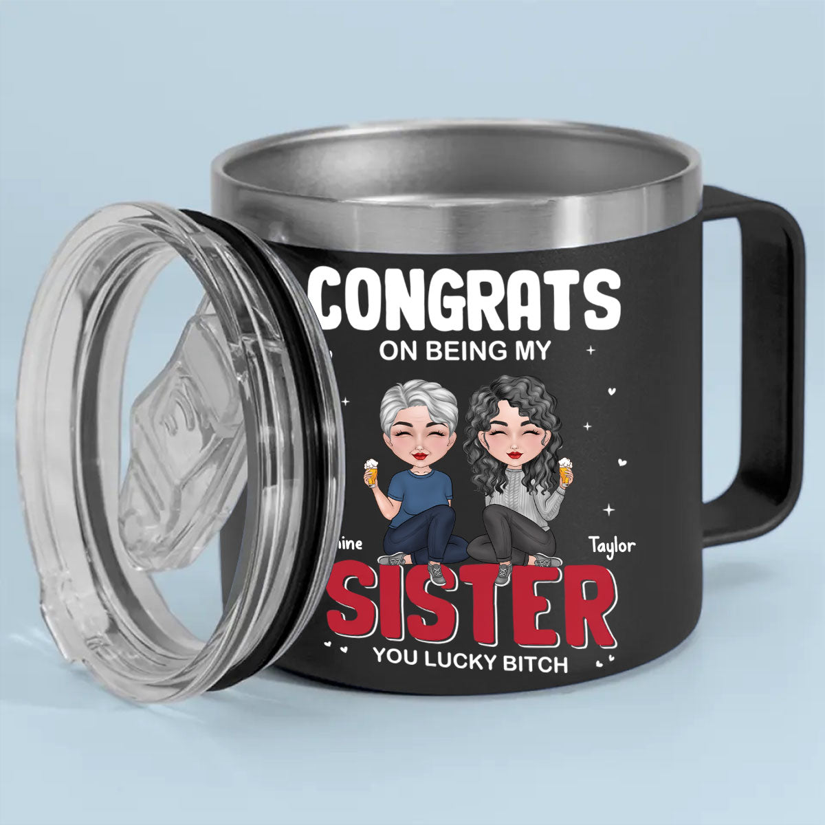 Custom Christmas Birthday Gifts For Best Friend • Congrats On Being My Bestie - Personalized 14oz Stainless Steel Tumbler With Handle