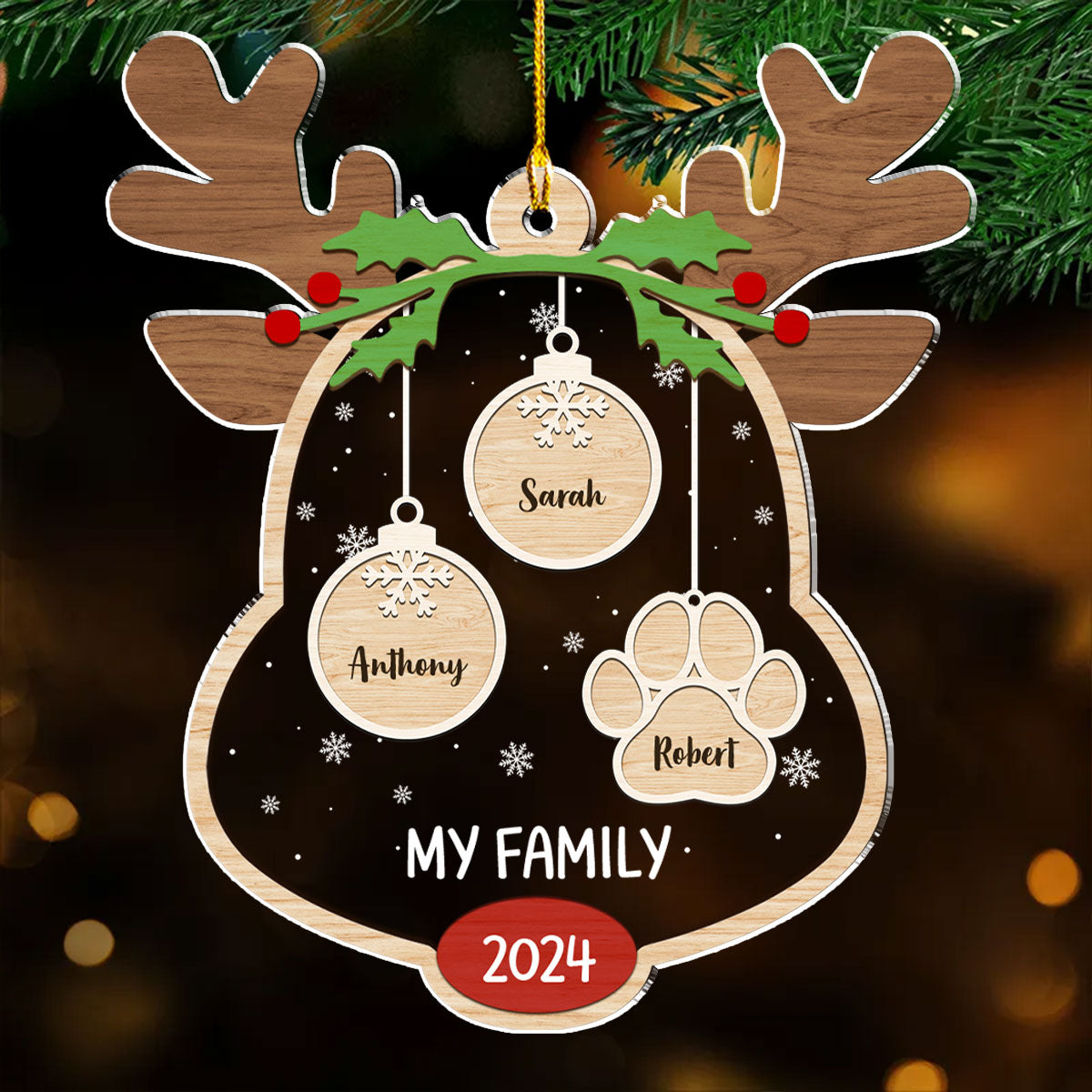 Custom Keepsake Christmas Ornament •  Lovely Family - Personalized Acrylic Ornament