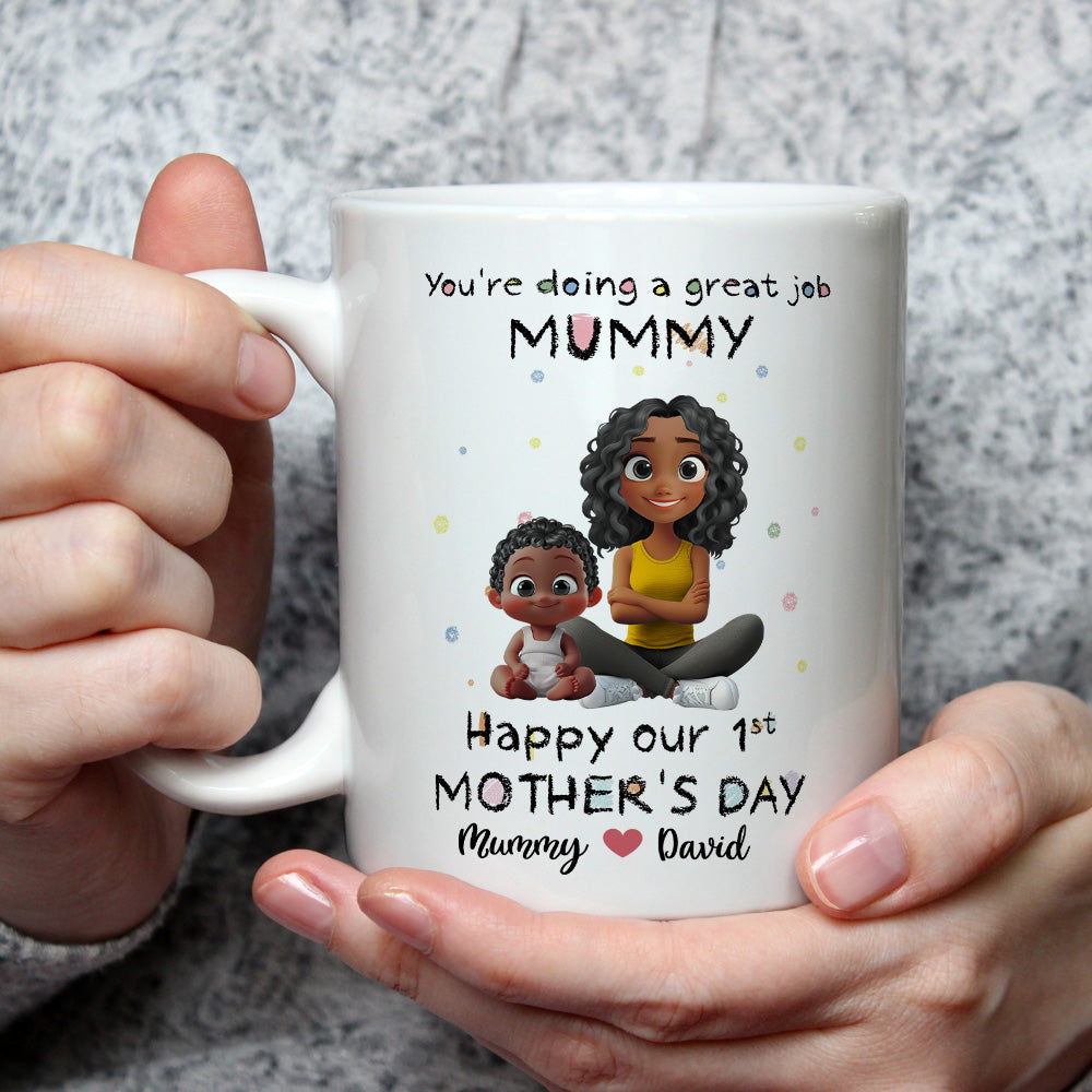 Custom First Mother's Day, Christmas Gift for New Mom • Mommy And Kid - Personalized Coffee Mug