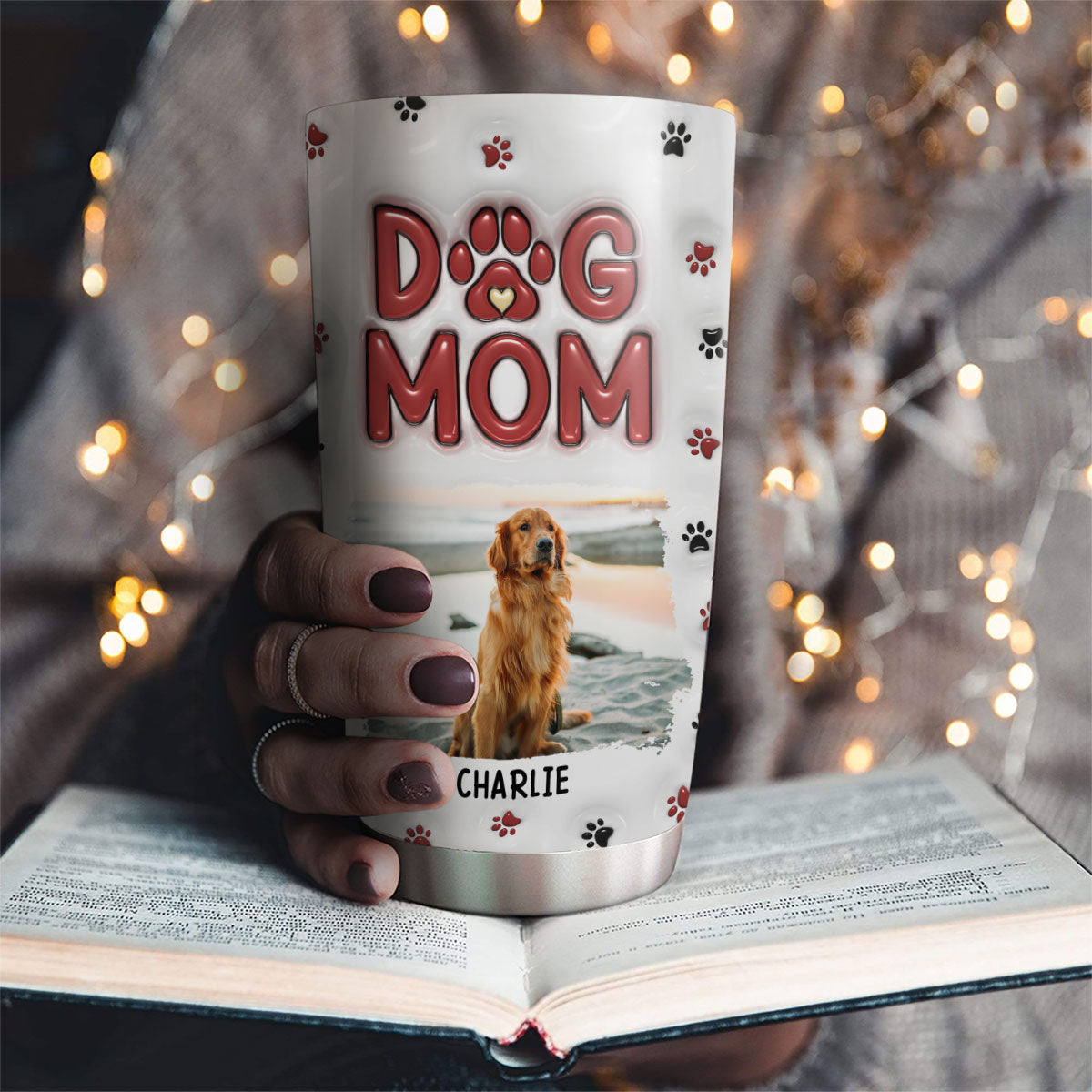 Lovely Dog Mom Photo - Personalized 3D Inflated Effect Tumbler