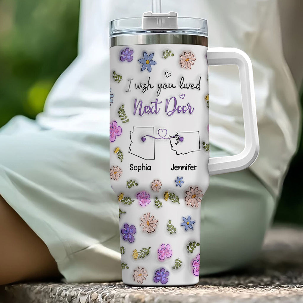 Custom Christmas Birthday Gifts For Best Friend • I Wish We Lived Closer - Personalized 3D Inflated Effect Printed 40 Oz Tumbler