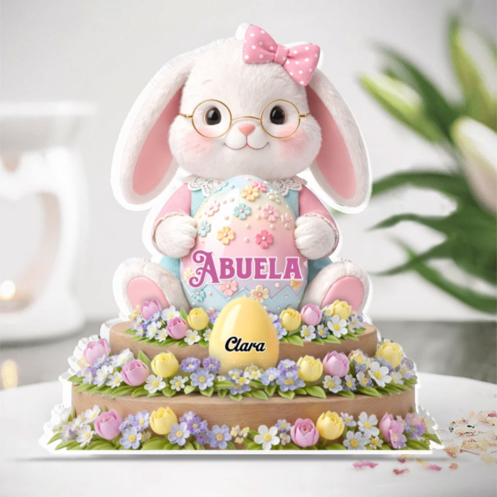 Custom Family Decor, Christmas Birthday Family Keepsake • Bunny Grandma Eggs - Personalized Acrylic Plaque