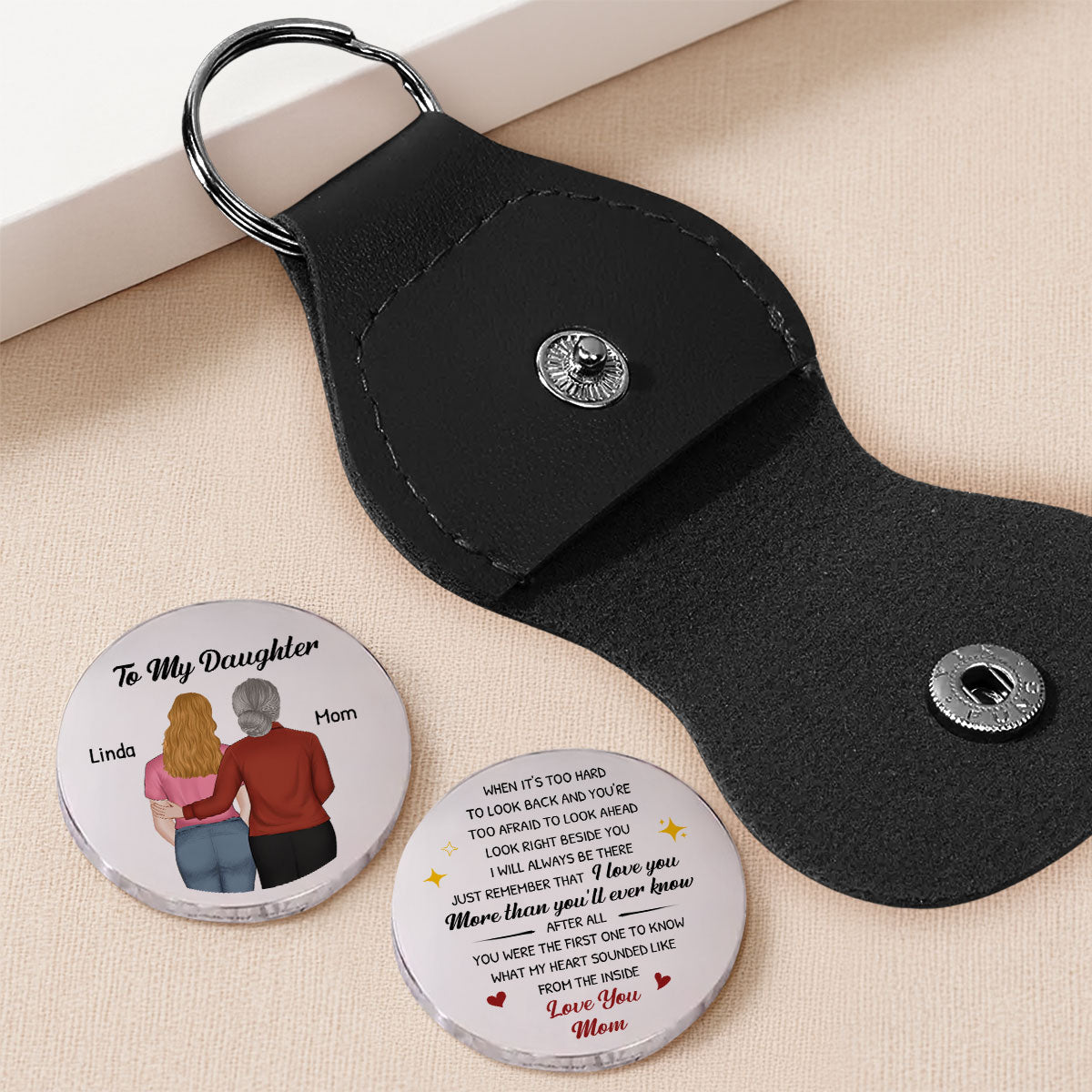 Custom Daughter Coin Keychain, Mother's Day Birthday Gifts • Love You More Than You Ever Know - Personalized Pocket Hug