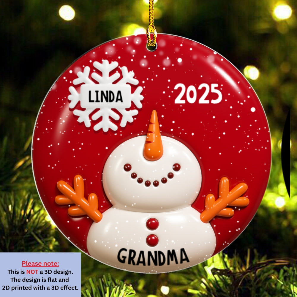 Custom Family Ornament, Christmas Gift for Family Members •  Snowy Kids - Personalized 3D Inflated Effect Acrylic Ornament