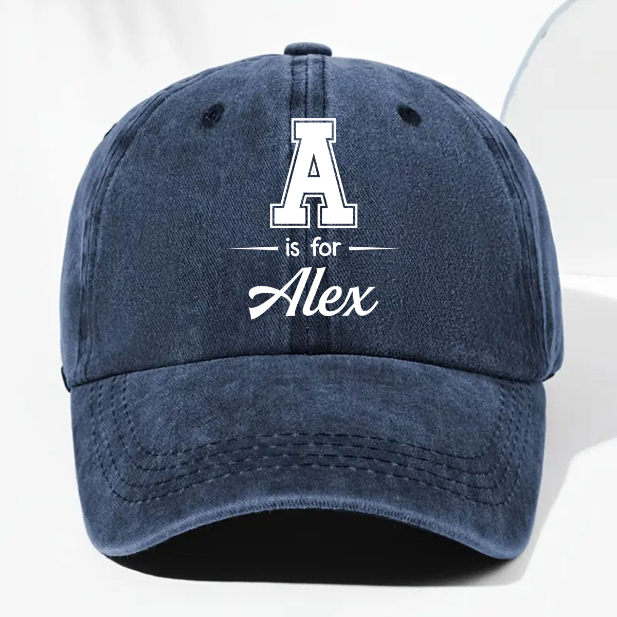Baby Name - Personalized Vintage Washed Denim Cap