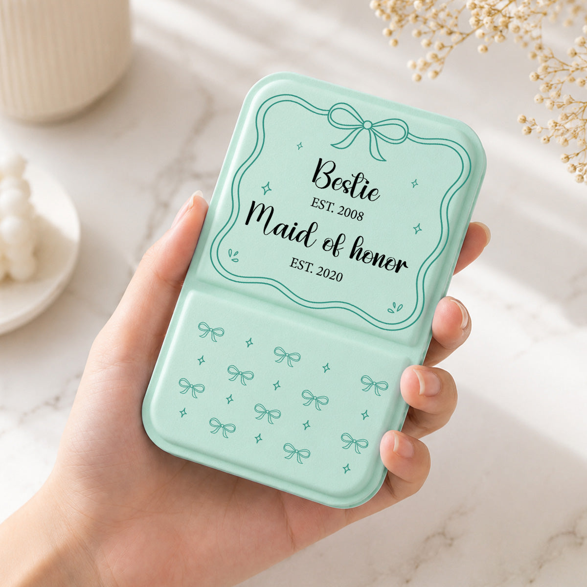 Sister Maid Of Honor - Personalized Pocket Leather Mirror