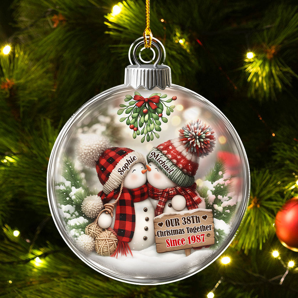 Custom Couple Christmas Ornament, Anniversary Gift •  Together Since The First Snow - Personalized 3D Effect Acrylic Ornament