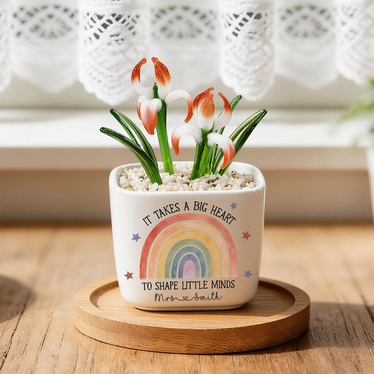 Teachers Change Little Lives - Personalized Glass Birth Month Flower