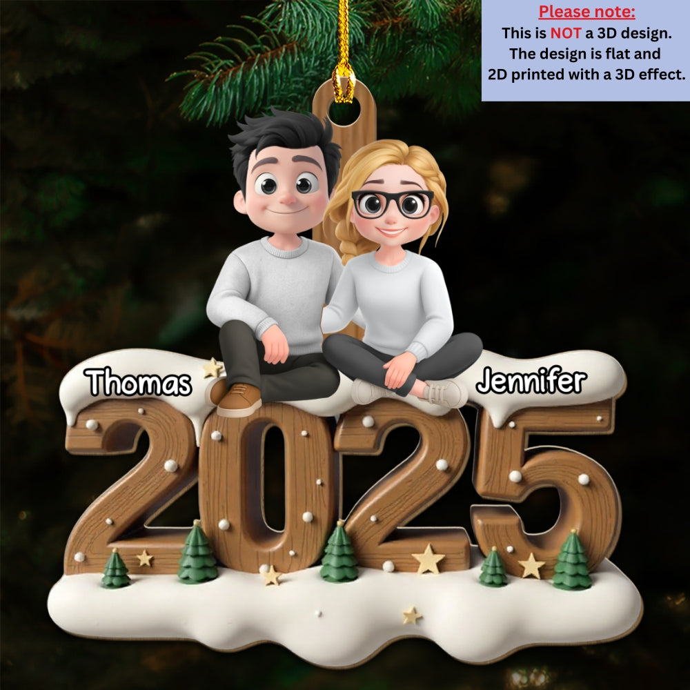 Custom Couple Christmas Ornament, Anniversary Gift •  You And Me Now Onwards - Personalized 3D Effect Wood Ornament