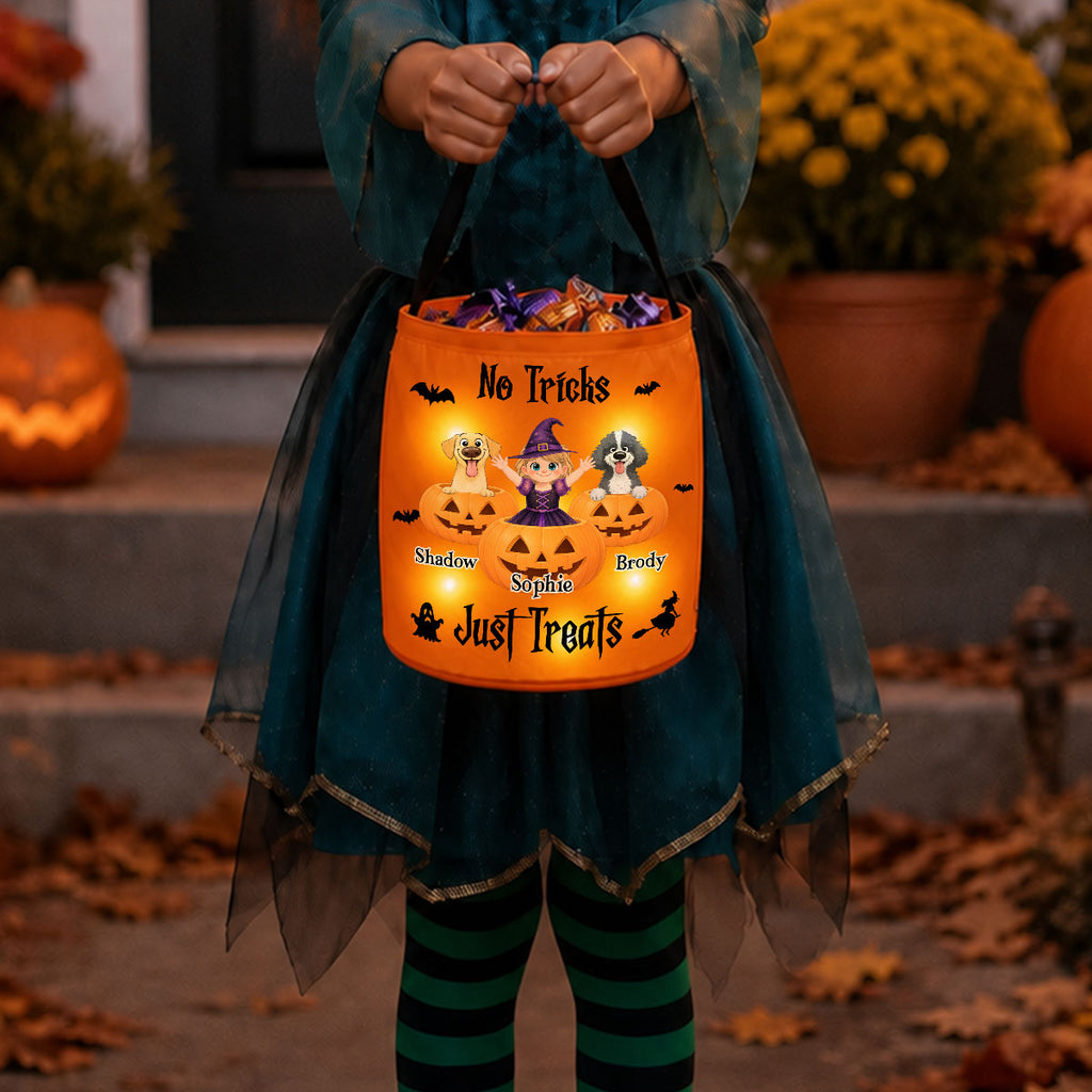 No Tricks Just Treats - Personalized Light Up Basket