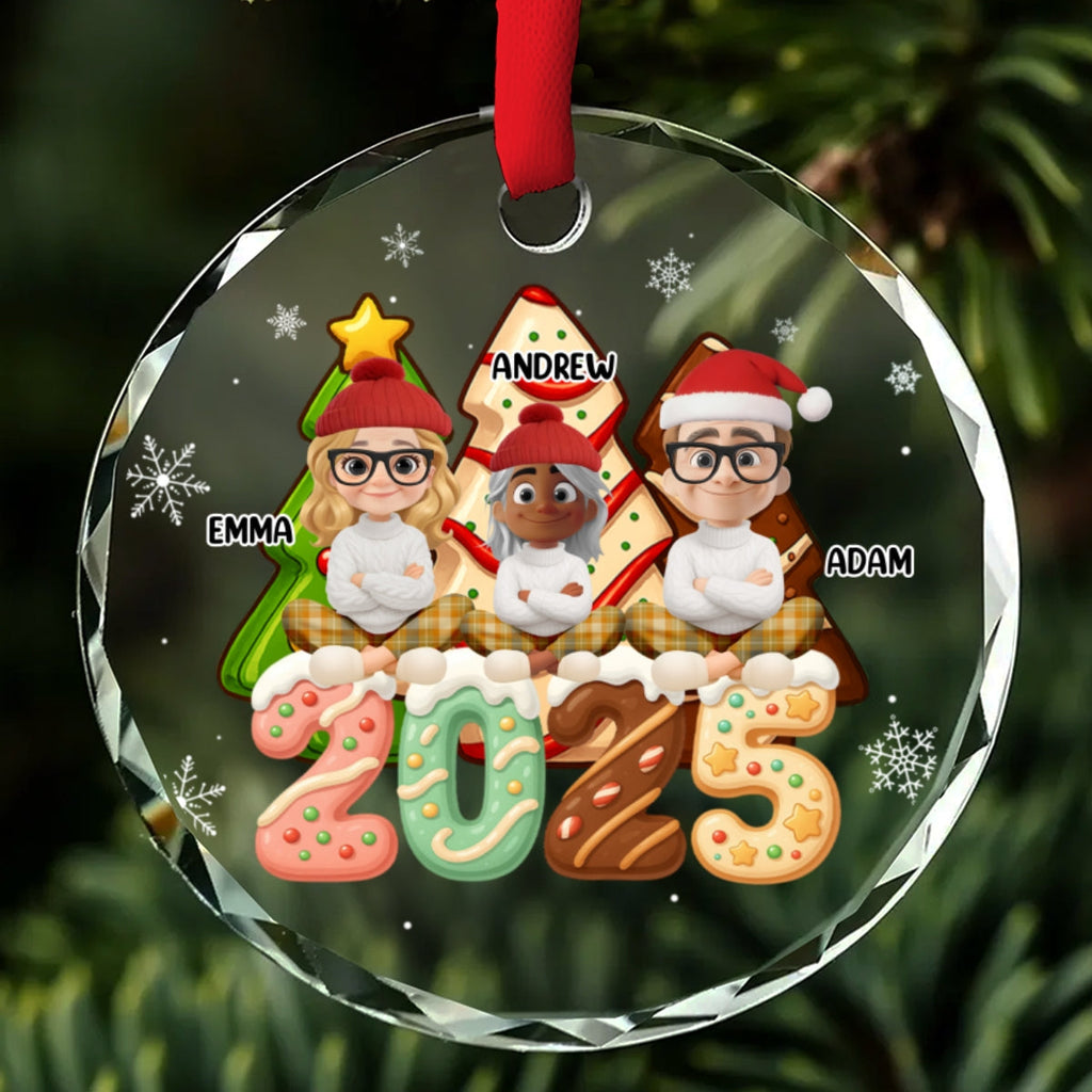 Custom Family Ornament, Christmas Gift for Family Members •  Family Cake - Personalized Glass Ornament