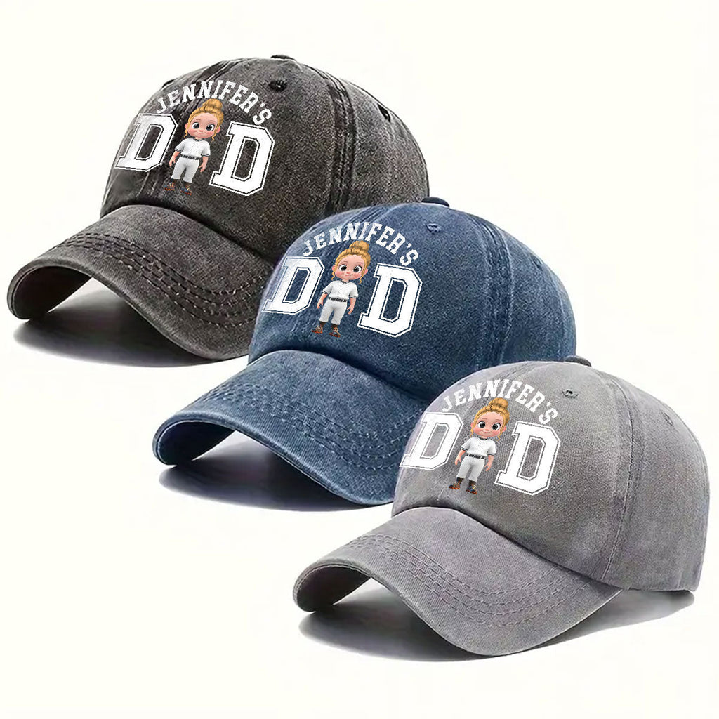 Custom Christmas Headwear Birthday Gifts for Dad • Belongs To The Baseball Dad - Personalized Vintage Washed Denim Cap