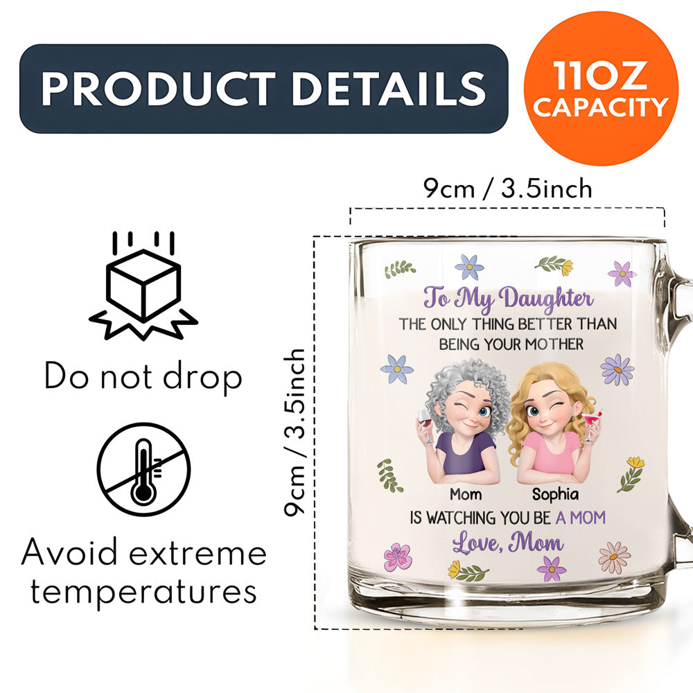 Custom Mother's Day Gift for Daughter • Linked Together Cartoon - Personalized 3D Inflated Effect Glass Mug
