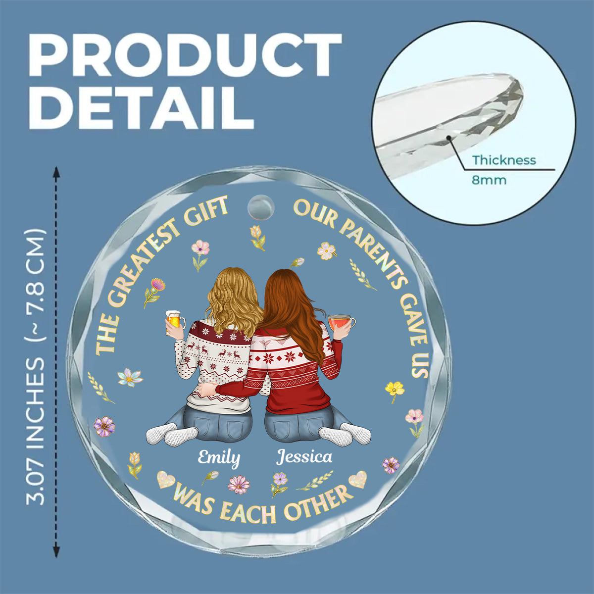 Custom Brothers & Sisters Christmas Ornament •  Our Parents Gave Us - Personalized Glass Ornament