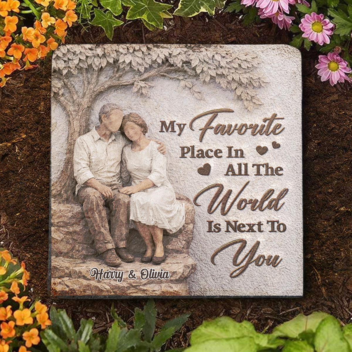 My Favorite Place Of All - Personalized 3D Effect Square Shaped Stone