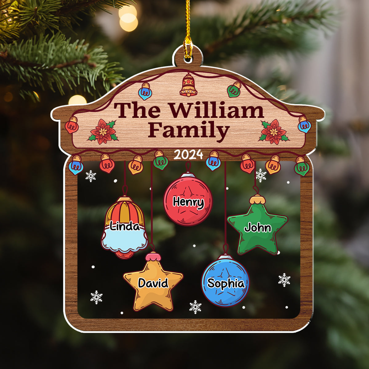 Custom Family Ornament, Christmas Gift for Family Members •  Christmas Family House - Personalized Acrylic Ornament
