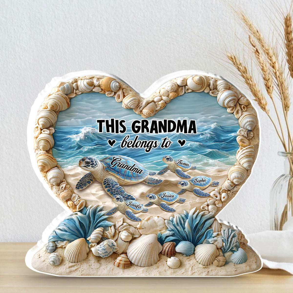 Custom Mother's Day Decor, Gift for Mom & Grandma • Forever Like The Turtle - Personalized 3D Effect Acrylic Plaque