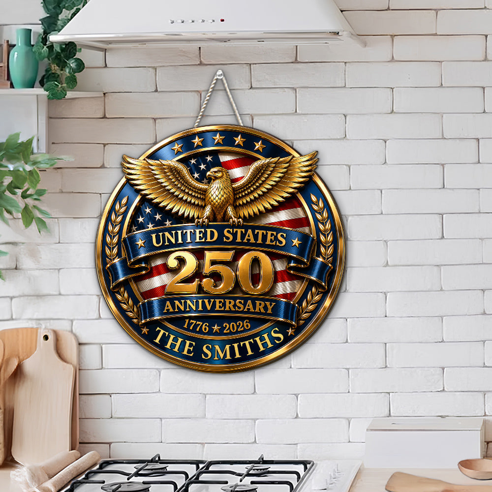 Custom 3D Family Patriotic Hanging Decor, 4th of July • Freedom States - Personalized 3D Effect Wood Sign