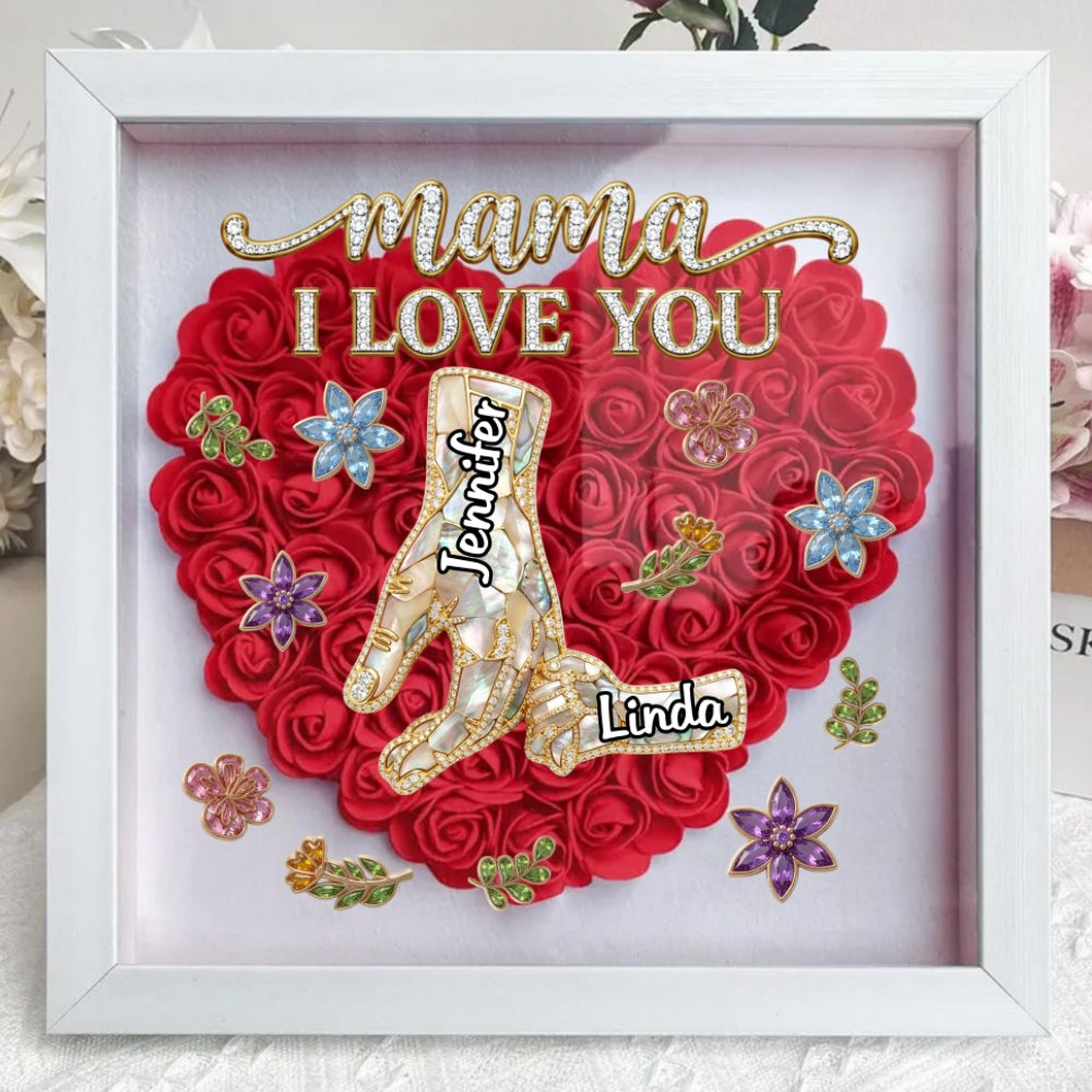 Love You Mom - Personalized Flower Shadow Box