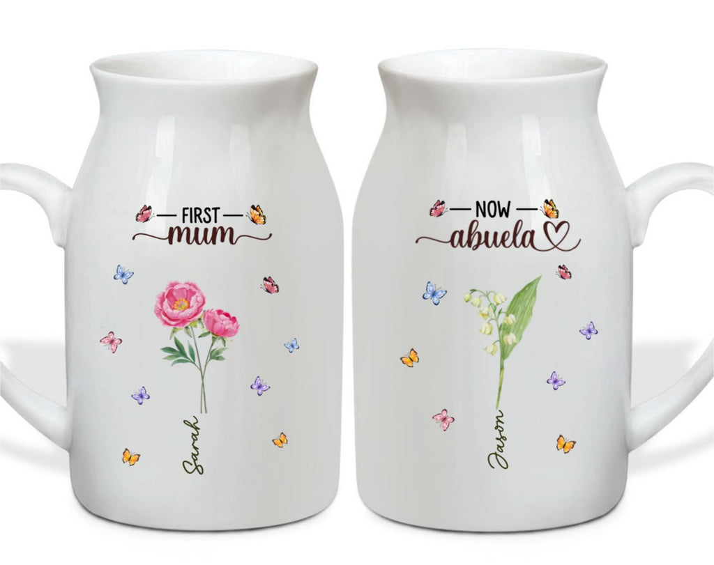 First Mom Now Grandma - Personalized Flower Vase