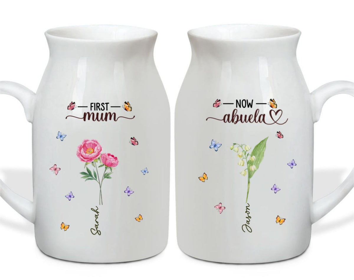 First Mom Now Grandma - Personalized Flower Vase