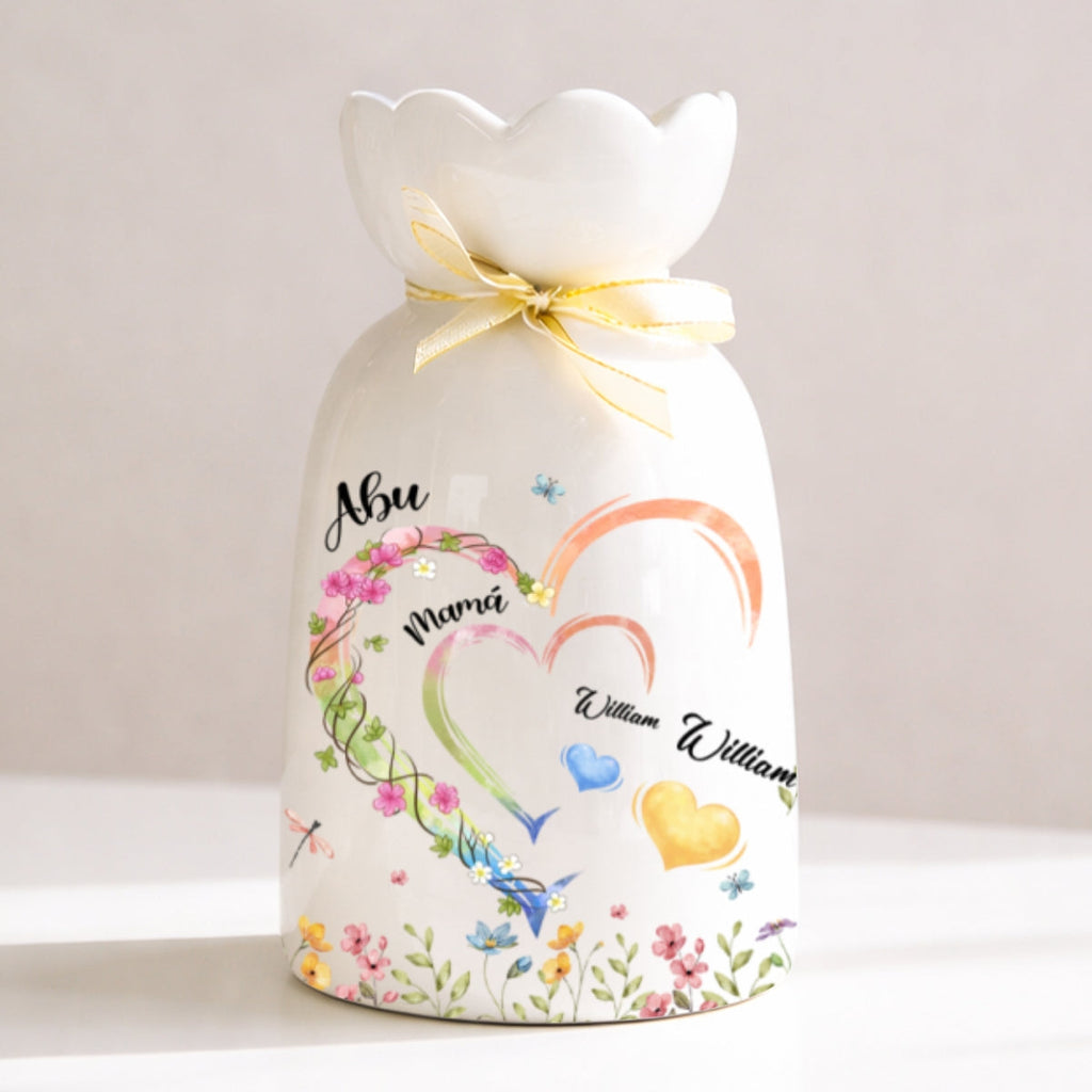 Abuela Heart - Florero Personalizado Con Cinta