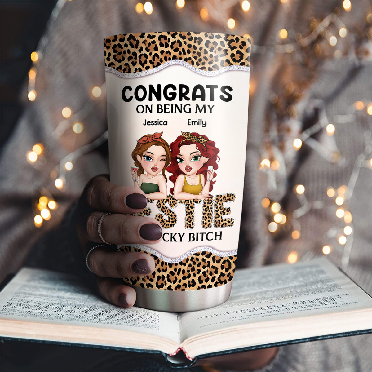 Custom Christmas Birthday Gifts For Best Friend • Congrats On Being My Bestie Leopard - Personalized Tumbler