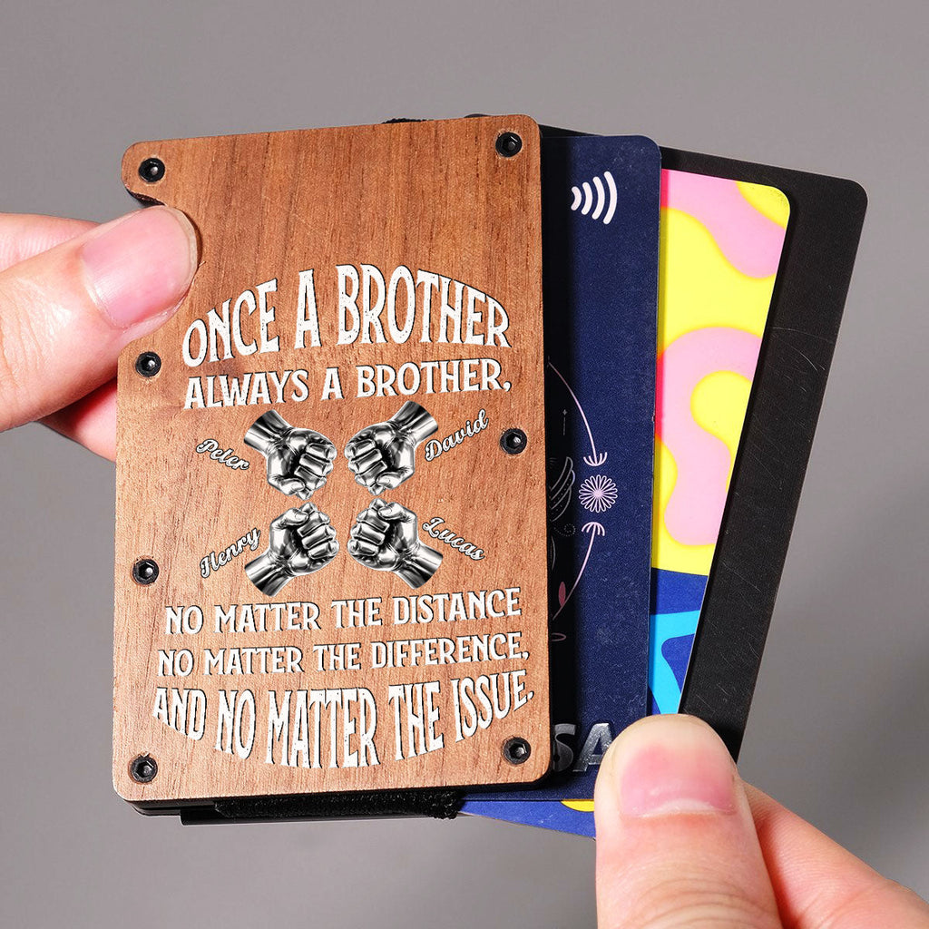 Once A Brother And Always A Brother - Personalized Wooden Card Holder