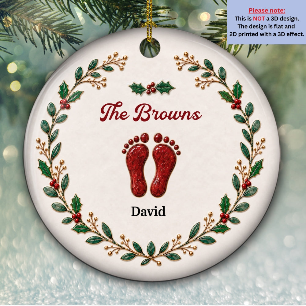 Custom Family Ornament, Christmas Gift for Family Members •  Our Christmas 2026 - Personalized 3D Effect Ceramic Ornament