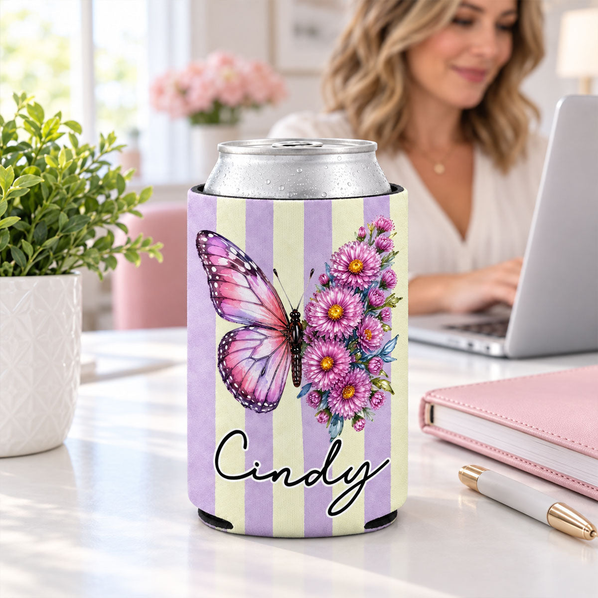 Sparkling Butterfly Wings - Personalized Skinny Can Cooler