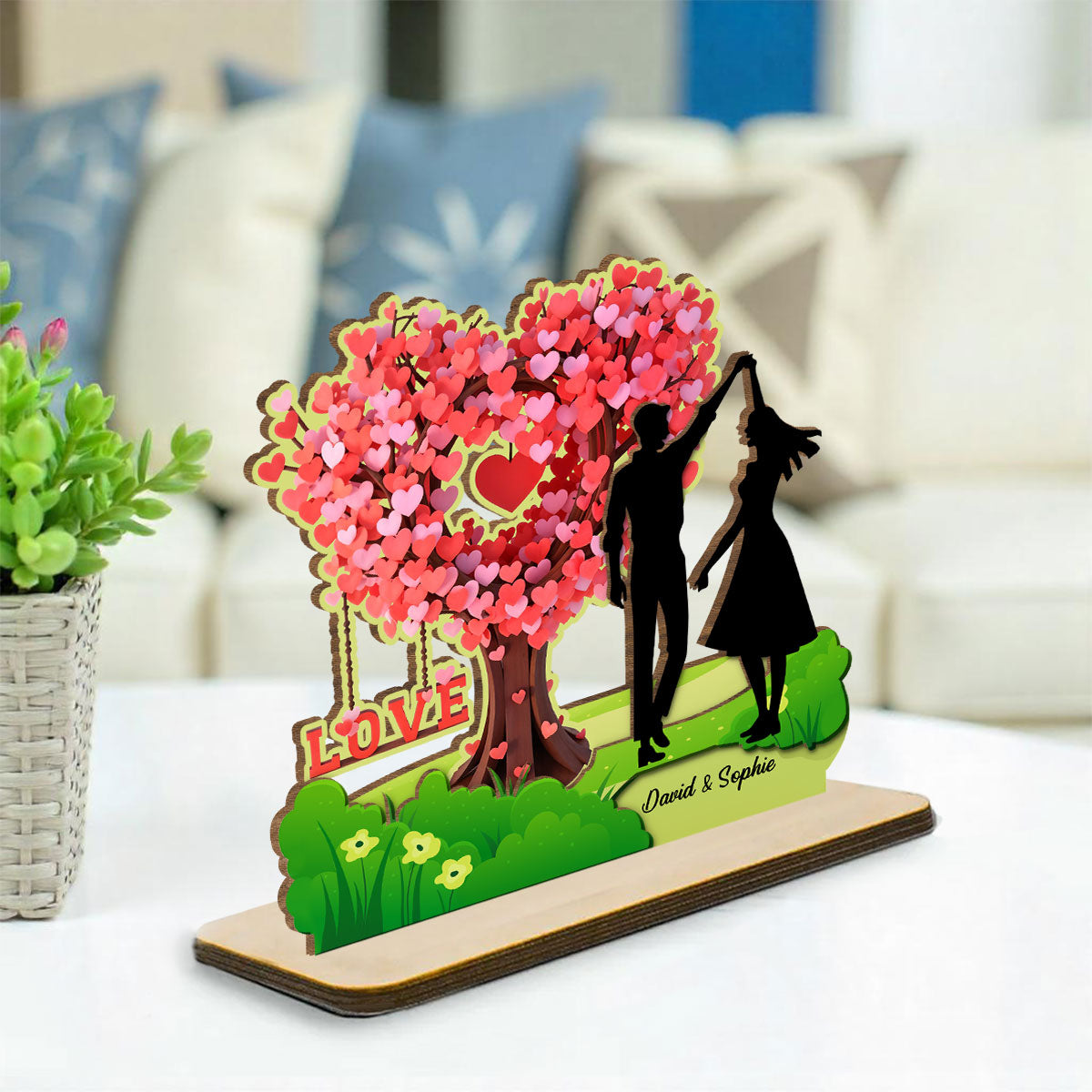 Custom Couple's Decor, Anniversary & Wedding Gift • You Are My Everything - Personalized 2-Layer Wood Plaque With Flat Base