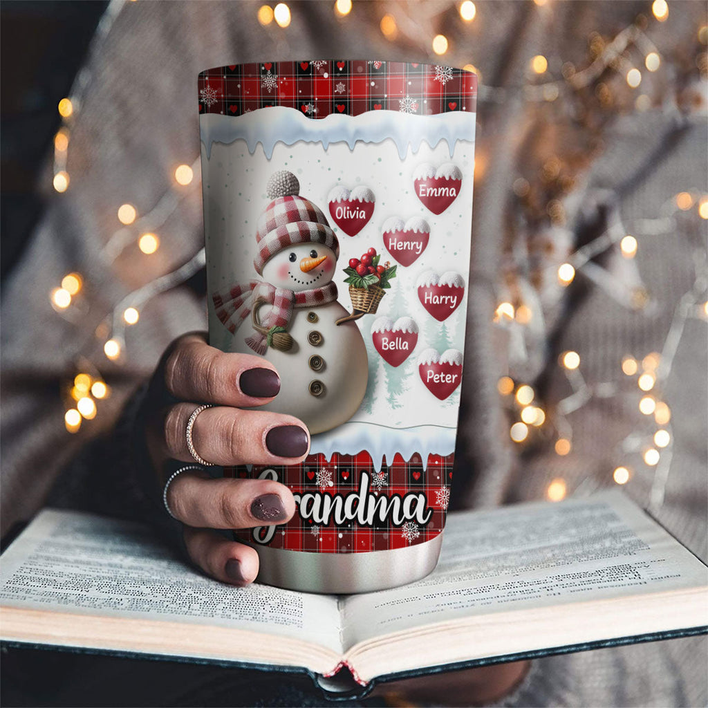 Custom Christmas Birthday Gifts For Grandma • Happy Christmas Snowman Grandma - Personalized Tumbler