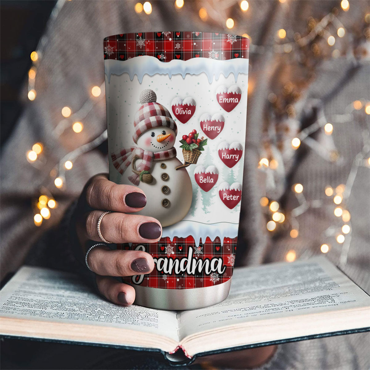 Custom Christmas Birthday Gifts For Grandma • Happy Christmas Snowman Grandma - Personalized Tumbler