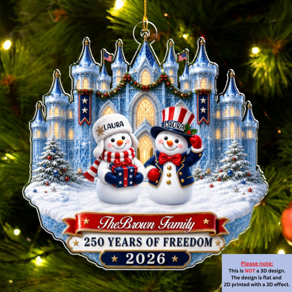 Custom Family Ornament, Christmas Gift for Family Members •  America 250th Anniversary Christmas - Personalized Acrylic Ornament