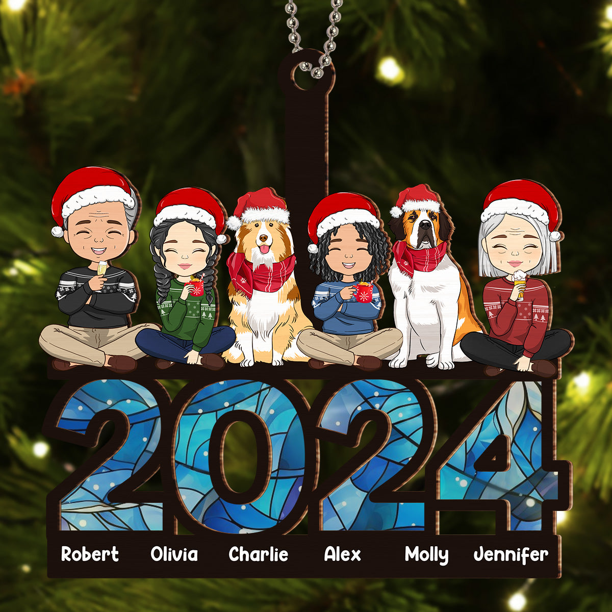 Custom Family Ornament, Christmas Gift for Family Members •  Family Sitting 2024 - Personalized Suncatcher Ornament