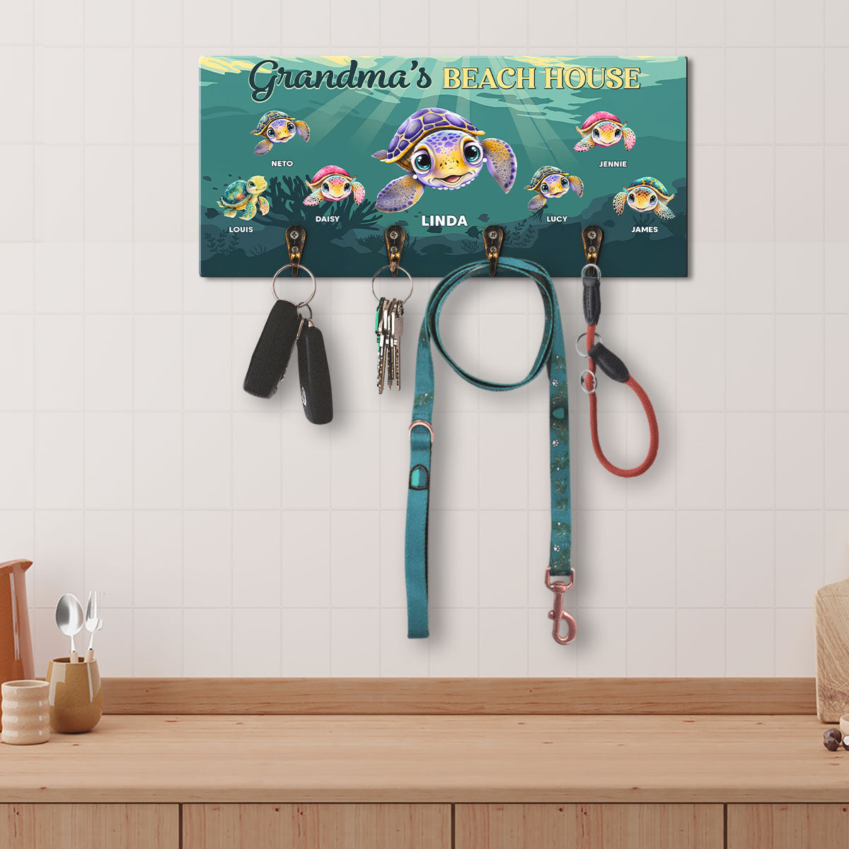 Grandparents Beach House - Personalized Wooden Key Holder