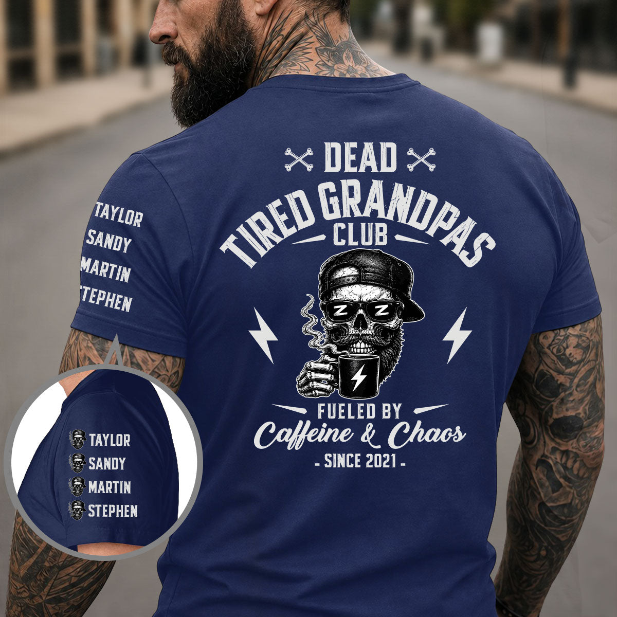 Custom Christmas & Birthday Gift for Dad, Grandpa • Fueled By Their Laughter - Personalized Shirt With Design On Sleeve