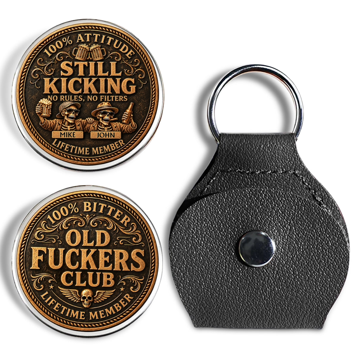 Custom Besties Coin Keychain, Friendship Birthday Gifts • Still Kicking - Personalized 3D Printing Pocket Hug