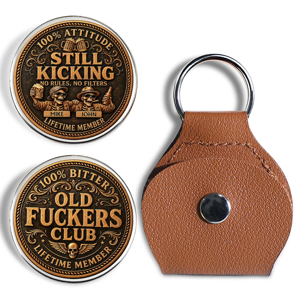 Custom Besties Coin Keychain, Friendship Birthday Gifts • Still Kicking - Personalized 3D Printing Pocket Hug