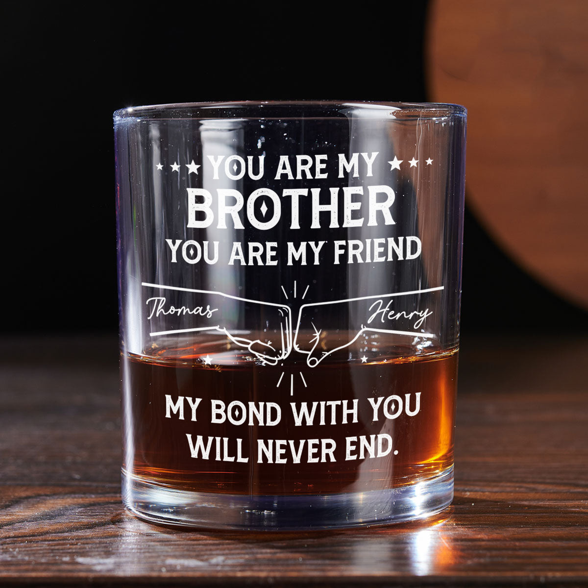 Custom Christmas Birthday Drinkware Gifts for Brother • My Bond With You - Personalized Whiskey Glass