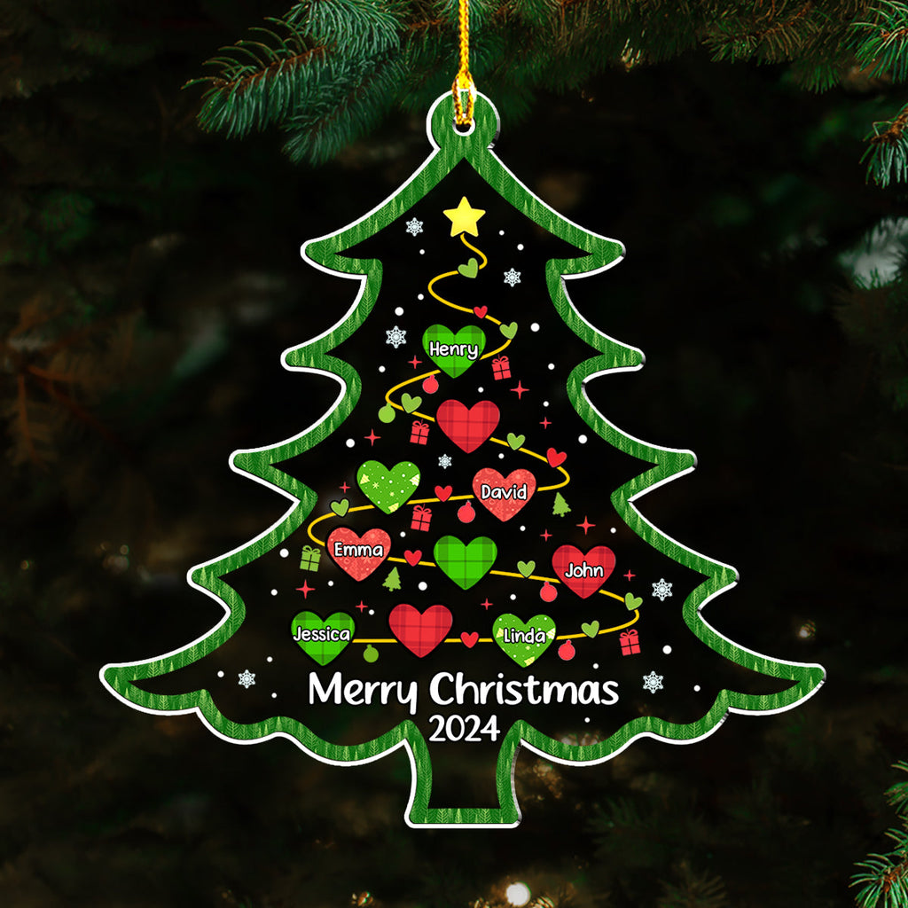 Custom Family Ornament, Christmas Gift for Family Members •  Merry Christmas 2024 - Personalized Acrylic Ornament