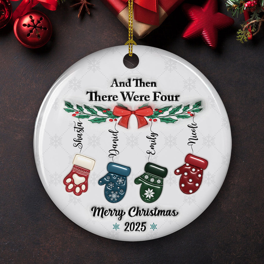 Custom Family Ornament, Christmas Gift for Family Members •  Ceramic Cozy Christmas Family - Personalized 3D Inflated Effect Ceramic Ornament