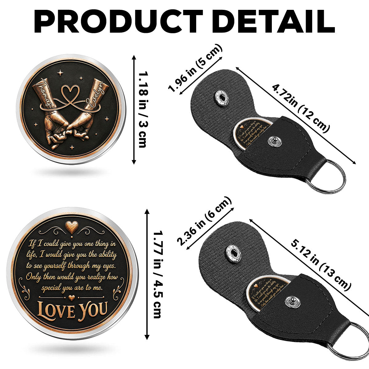 Custom Coin Keychain for Wife, Couple Anniversary Valentine's Day Gifts • My Love For You - Personalized Pocket Hug