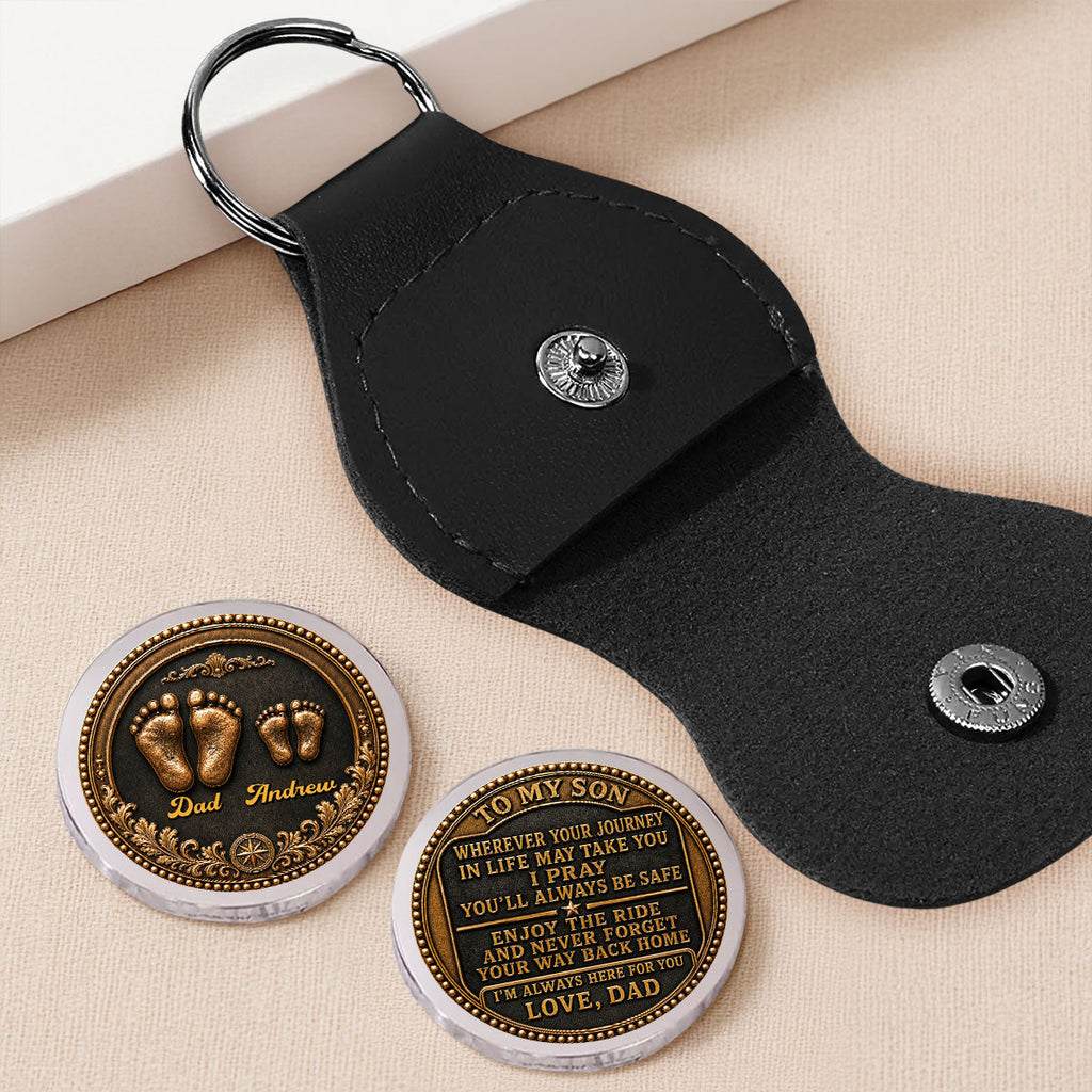 Custom Coin Keychain for Son, Father's Day Birthday Gifts • Find Your Adventure - Personalized Pocket Hug