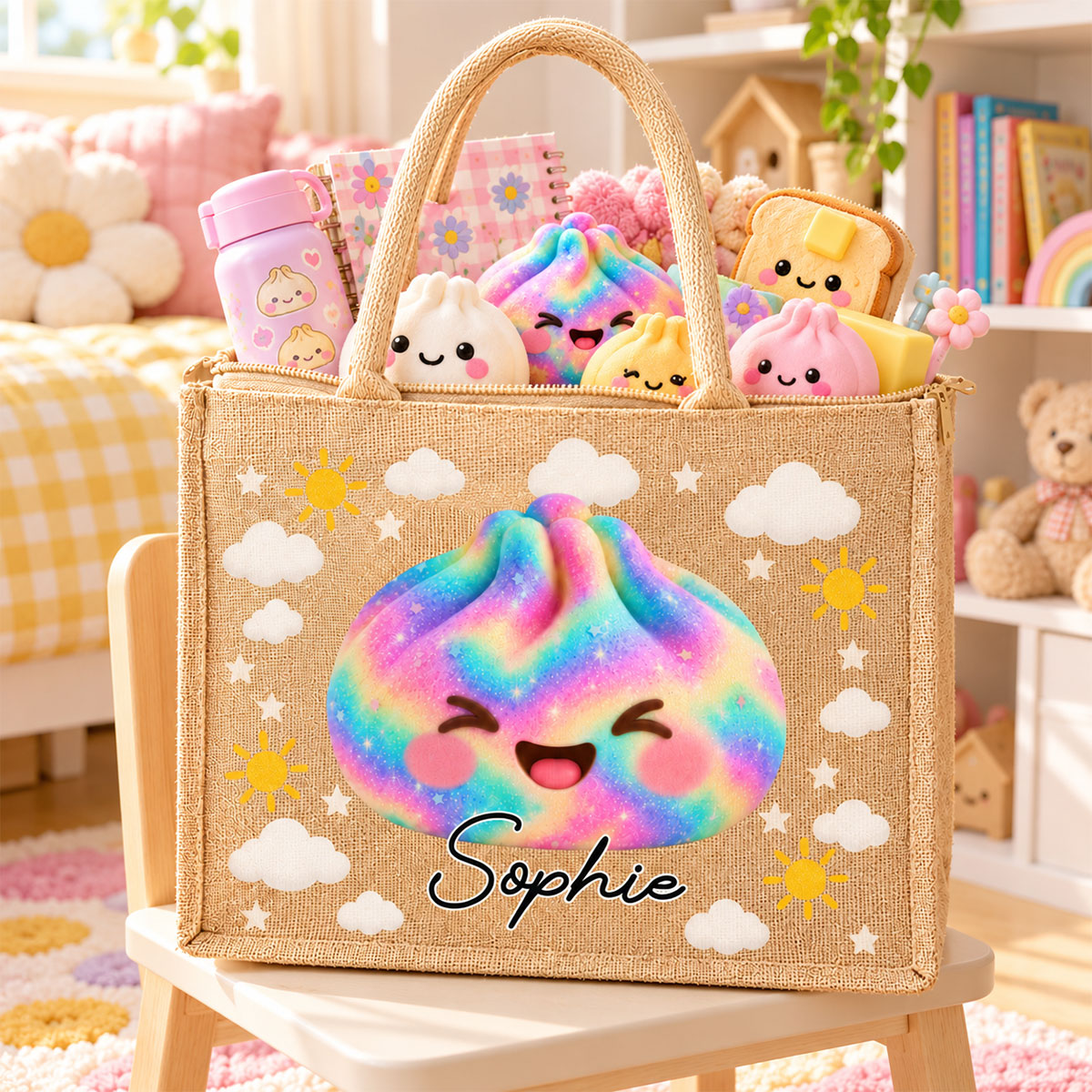 Jolly Little Friend - Personalized Jute Tote Bag