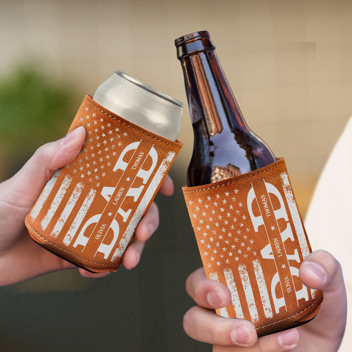 The Best Daddy - Personalized Leather Can Cooler