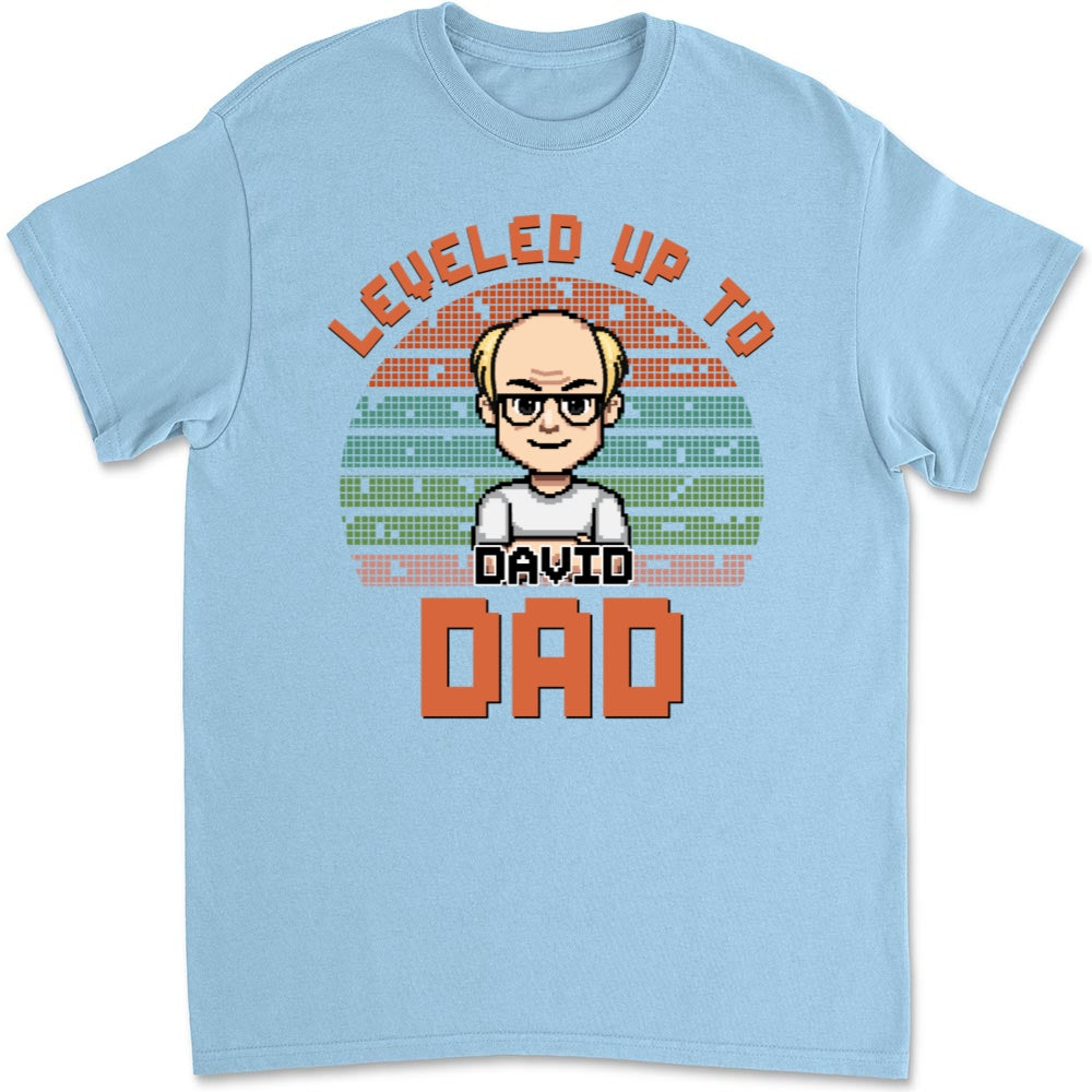 Custom First Father's Day, Christmas Gift for New Dad • Leveled Up - Personalized T-shirt And Onesie