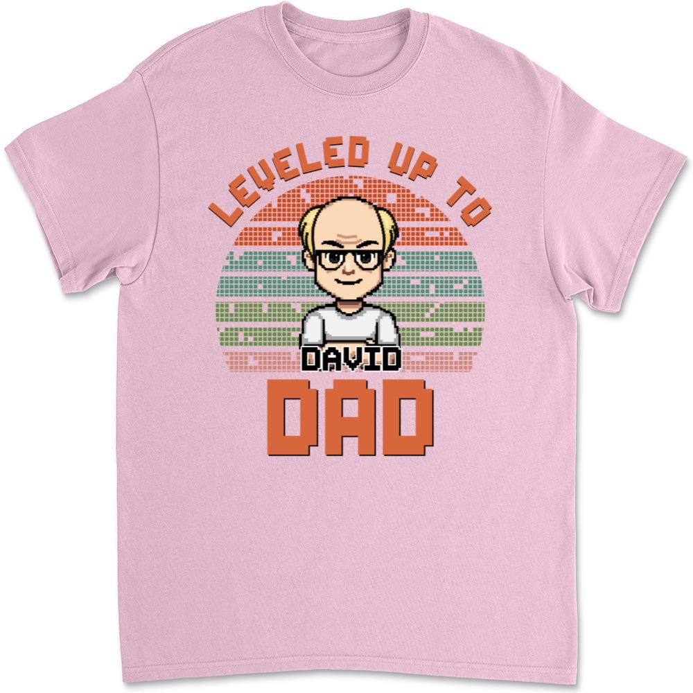 Custom First Father's Day, Christmas Gift for New Dad • Leveled Up - Personalized T-shirt And Onesie